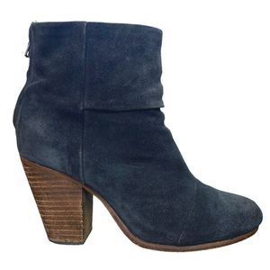 Rag & Bone Newbury Classic Black Suede Heeled Booties - Size 7
